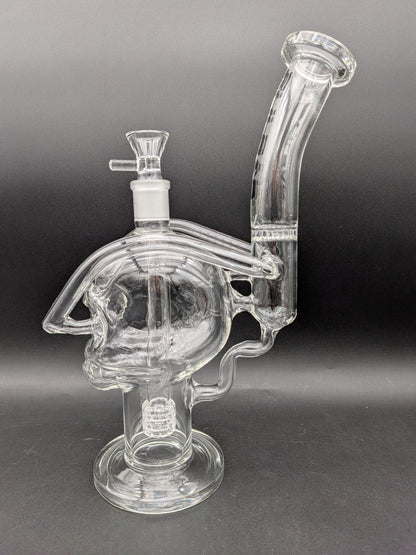 Pulsar Skull Eyes Recycler Glass Water Pipe | 12.5"