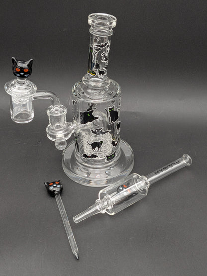 Pulsar Superstitious Kitty Glass Dab Rig Set | 8"