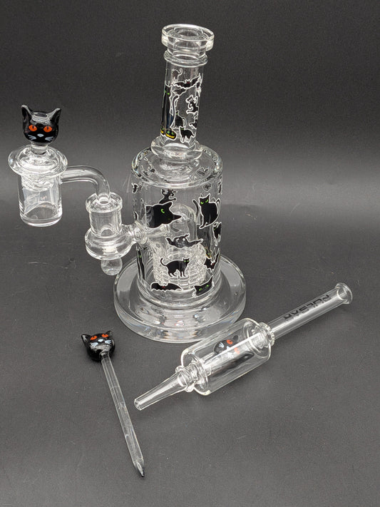 Pulsar Superstitious Kitty Glass Dab Rig Set | 8"