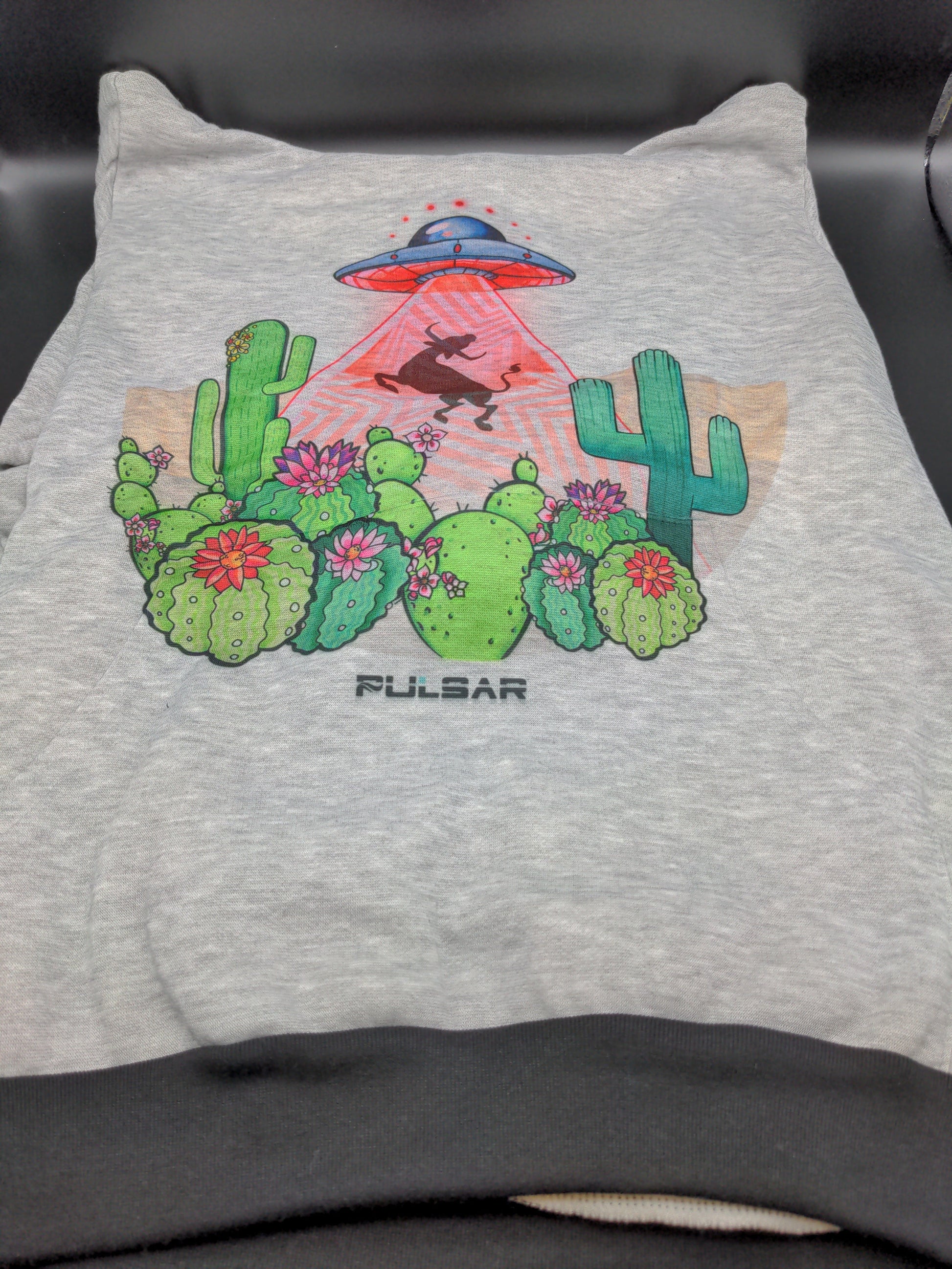 Pulsar Ultra Soft Pullover Hoodie | Psychedelic Cow Abduction | Gray - Avernic Smoke Shop