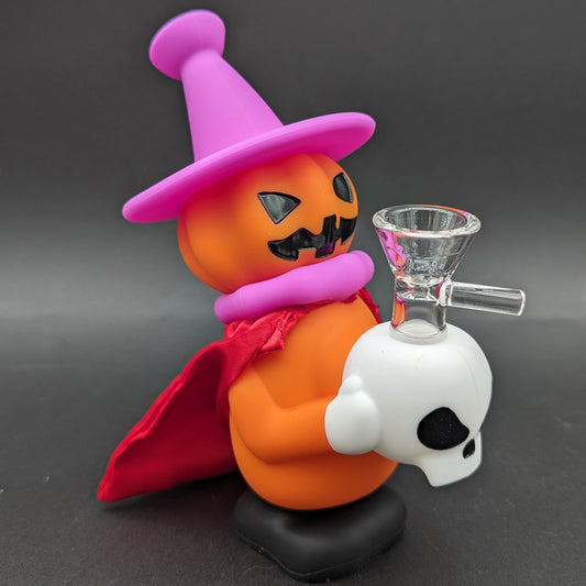 Pumpkin Witch Silicone Water Pipe | 6.5" | 14mm