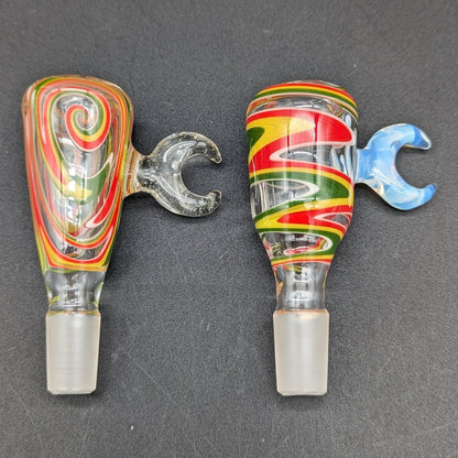 Rasta Bong Bowls w/ Moon Handle 14mm - By Homie G Glass - Meech Madness Smoke Shop
