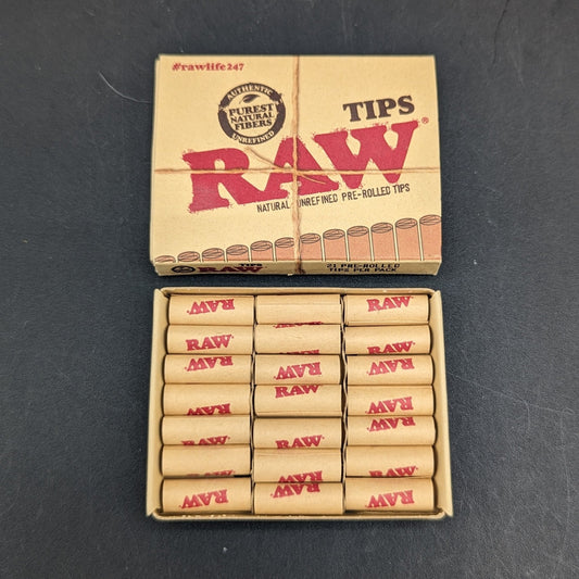 RAW Natural Unrefined Pre - Rolled Cone Tips | 21 pieces - Meech Madness Smoke Shop