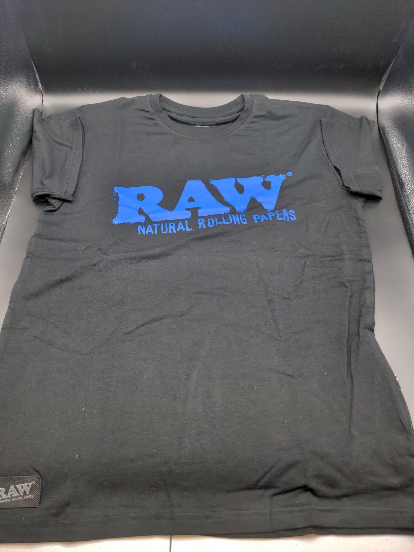 RAW T Shirt - Blue Logo - Meech Madness Smoke Shop