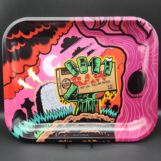 RAW Zombie Large Metal Rolling Tray | 13" x 11" - Meech Madness Smoke Shop