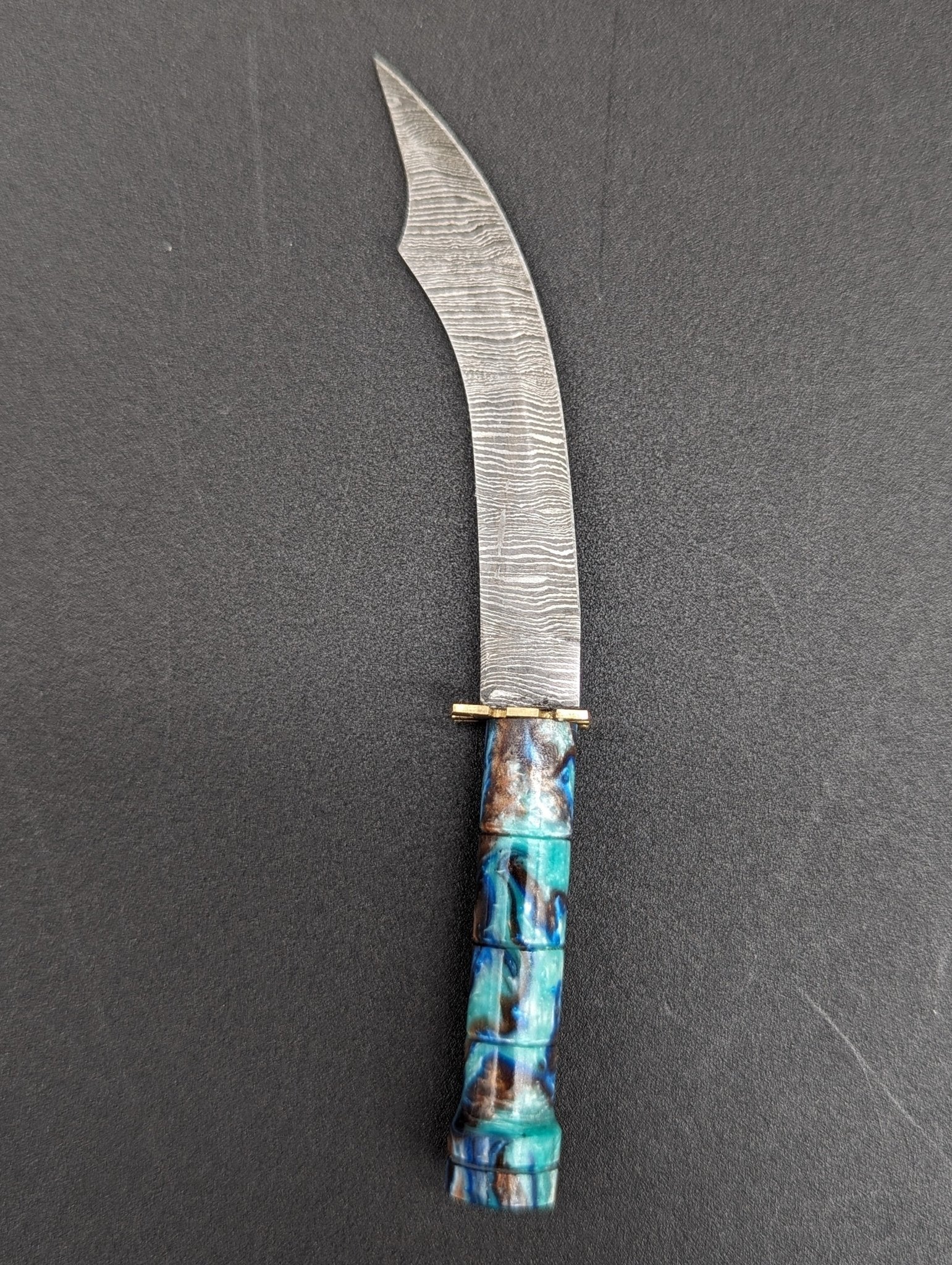 Resin Handle Scimitar Damascus Steel Dab Tool 4.5" - Meech Madness Smoke Shop