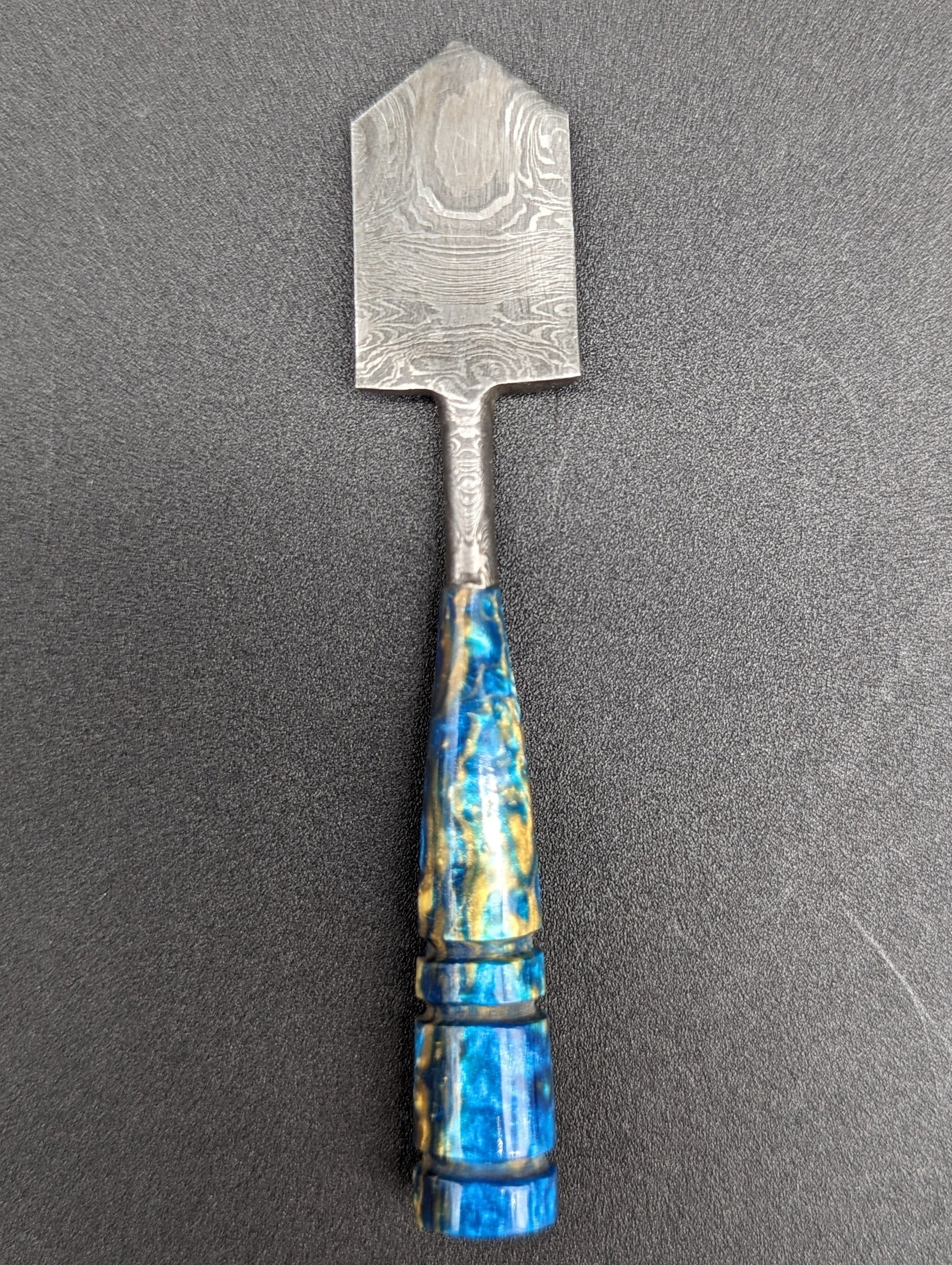 Resin Handle Spade Damascus Steel Dab Tool-Avernic Smoke Shop