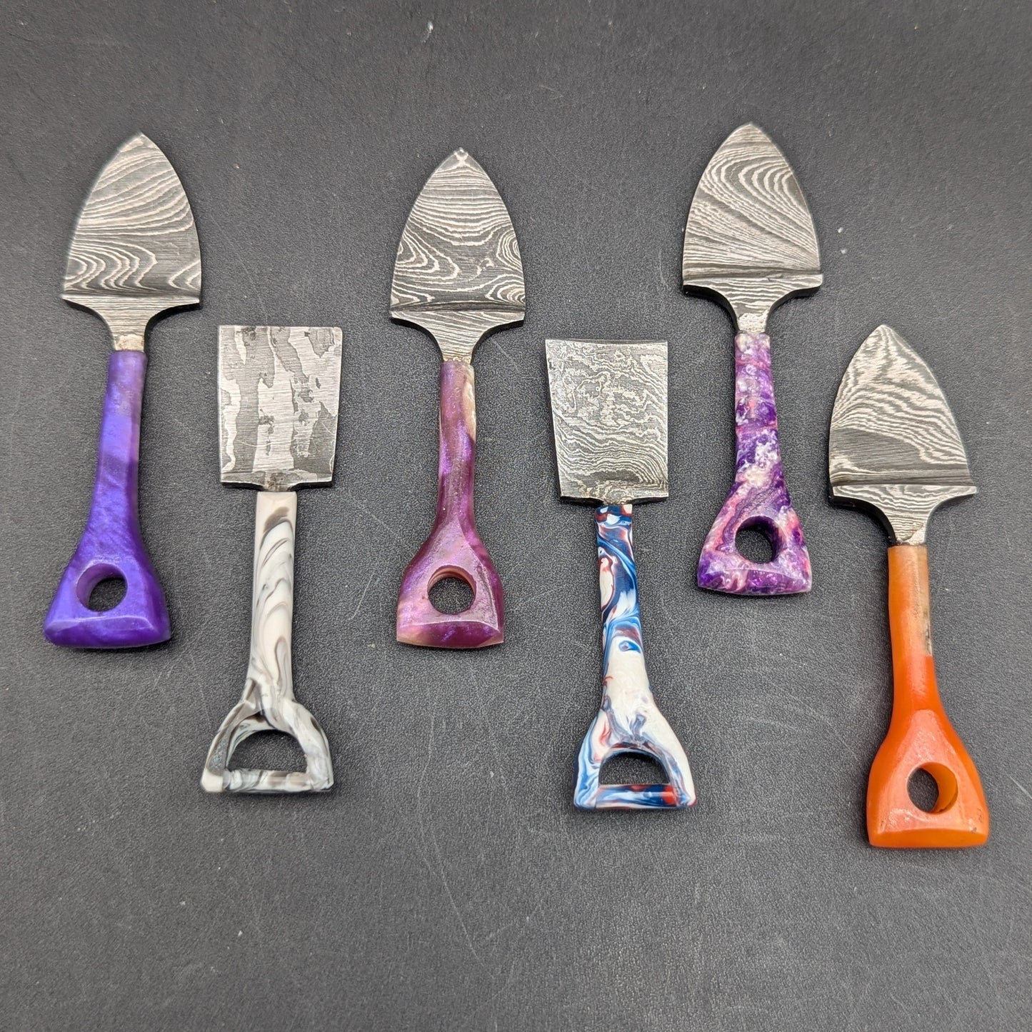 Resin Handle Spade Damascus Steel Dab Tool-Meech Madness Smoke Shop