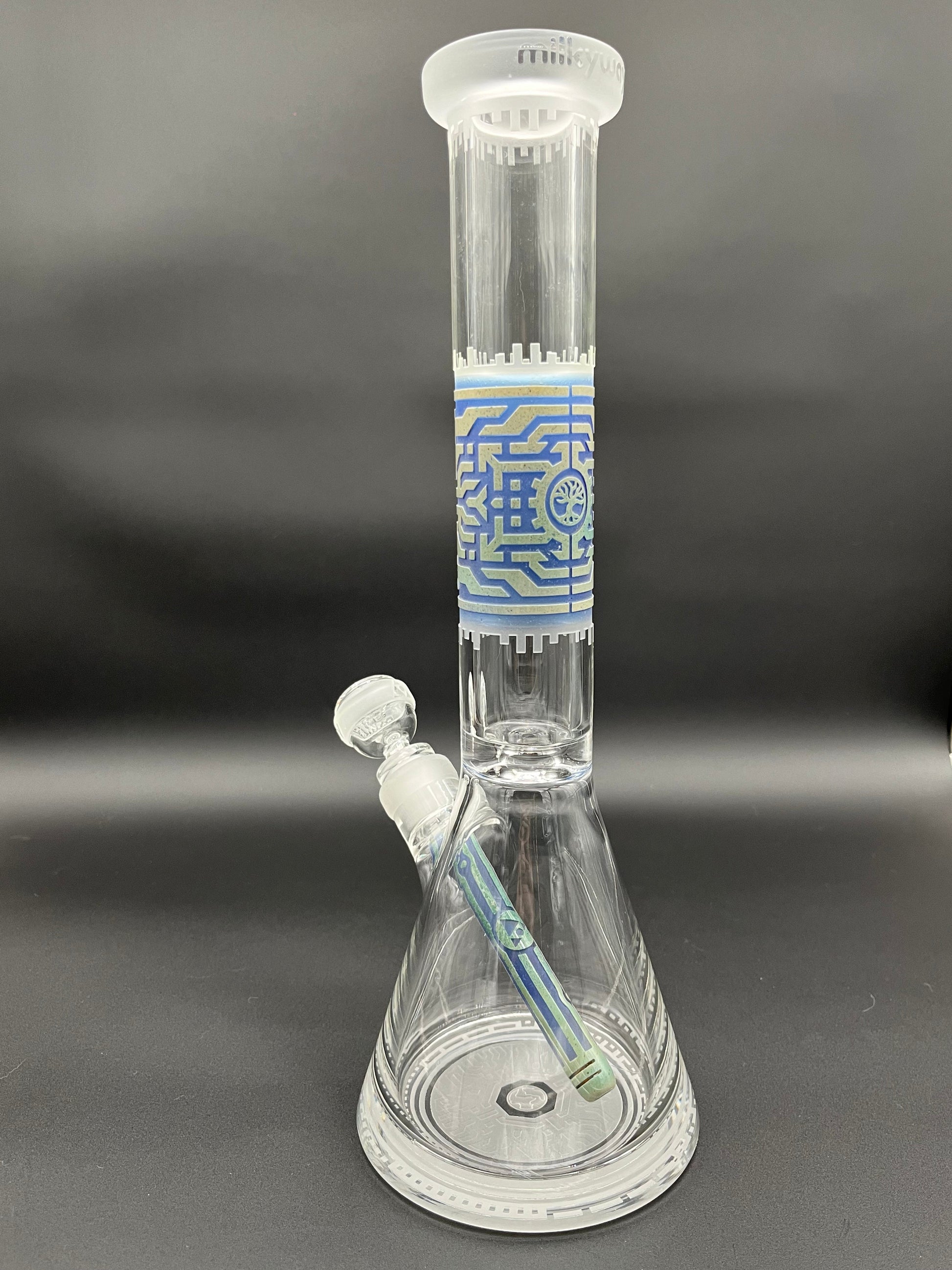 Milky Way Glass "Respire" Silver and Blue Frit Beaker - Avernic Smoke Shop