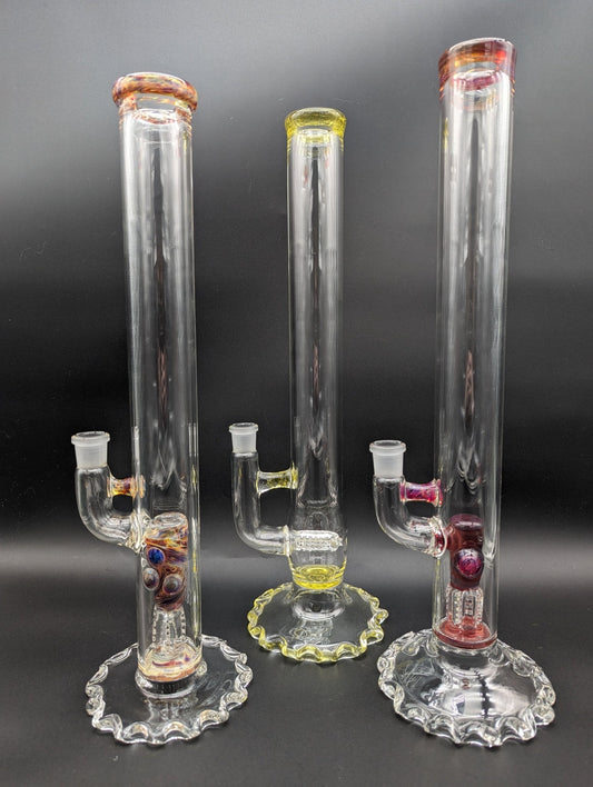 Ripplefoot Straight Tube w/ Inline Perc - Fire Within Glass - Meech Madness Smoke Shop