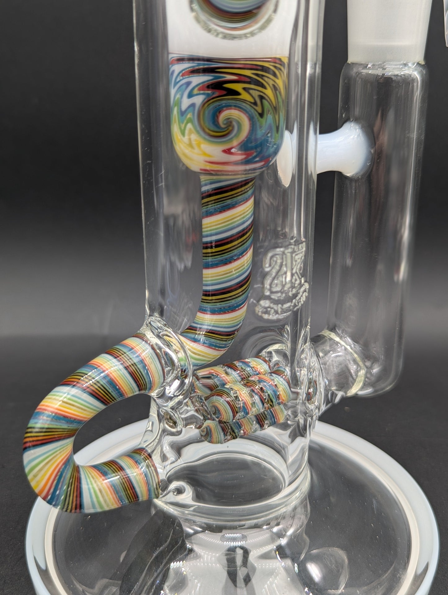 2K Glass 18" Threeline Recycler Bong