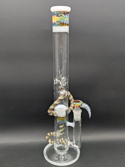 2K Glass 18" Threeline Recycler Bong