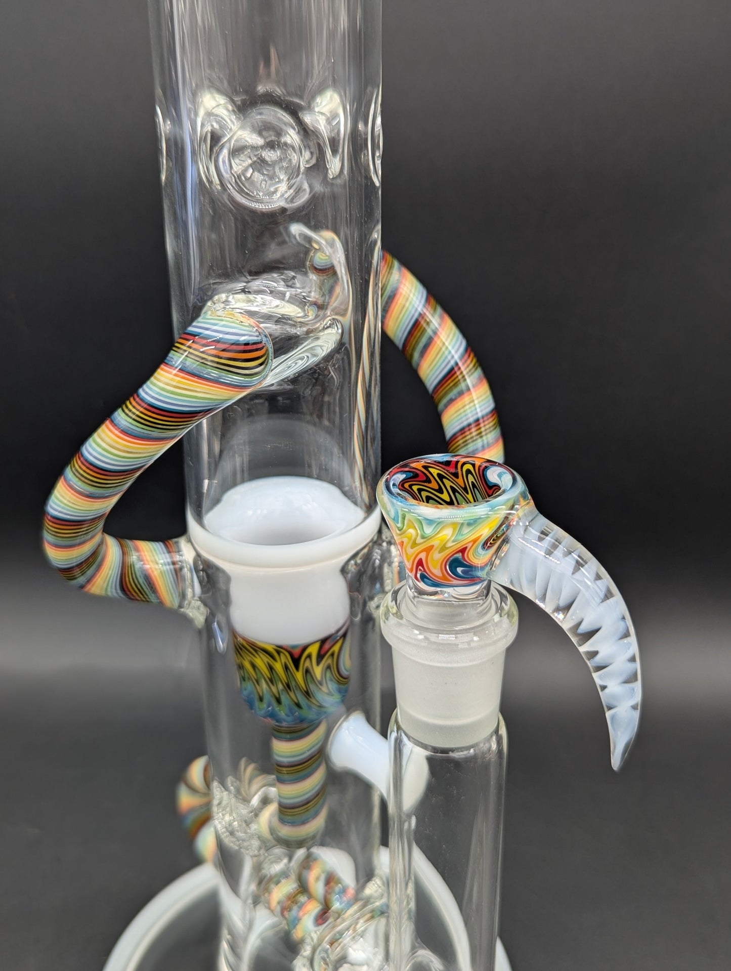 2K Glass 18" Threeline Recycler Bong