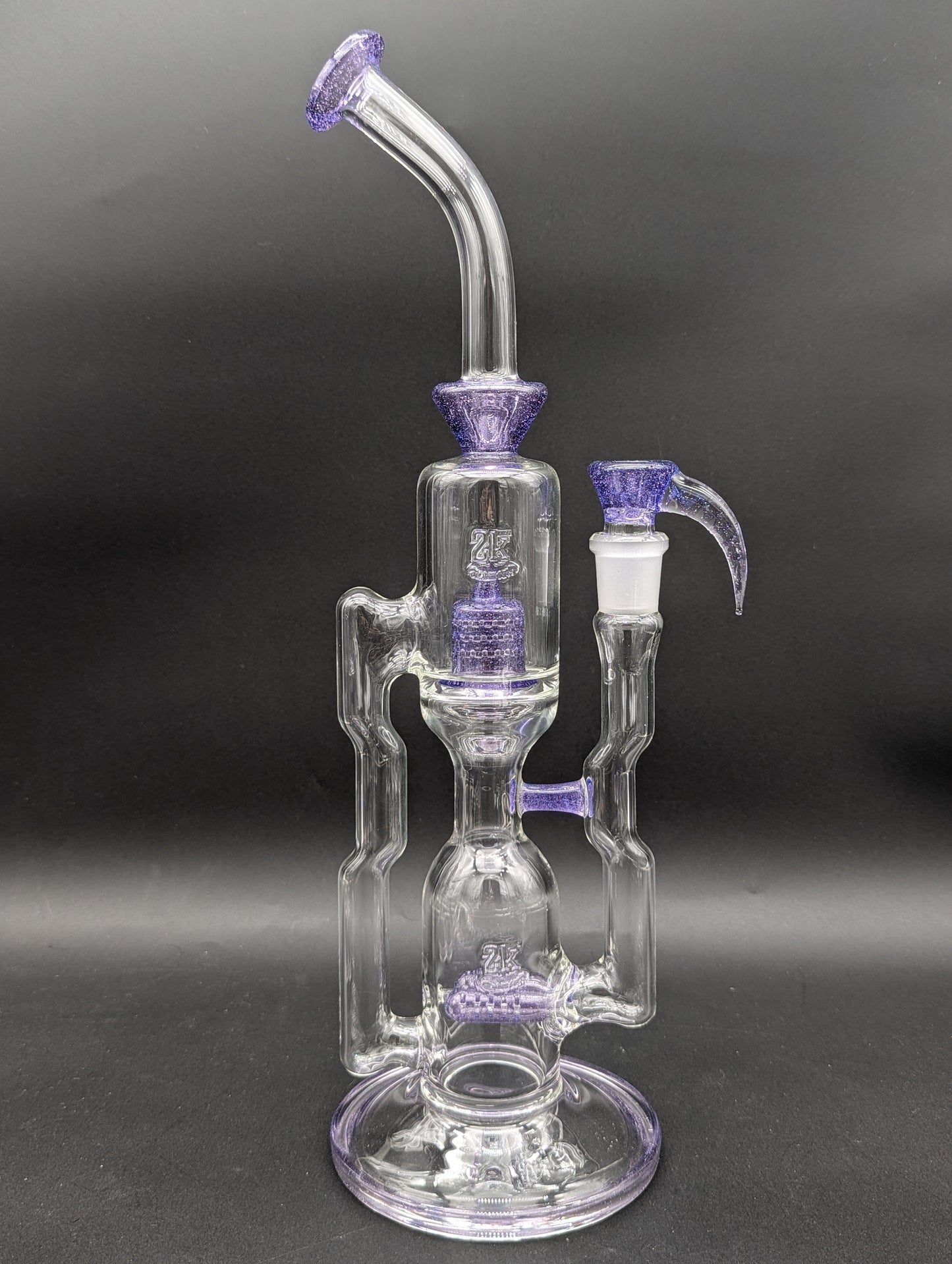 Capcycler de vidrio 2K de 16" con doble percolador n.° 3, morado oscuro