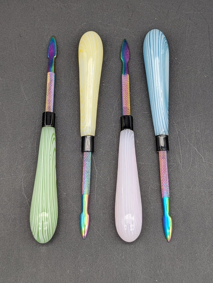 Round Glass Handle Dab Tool w/ Metal Tip