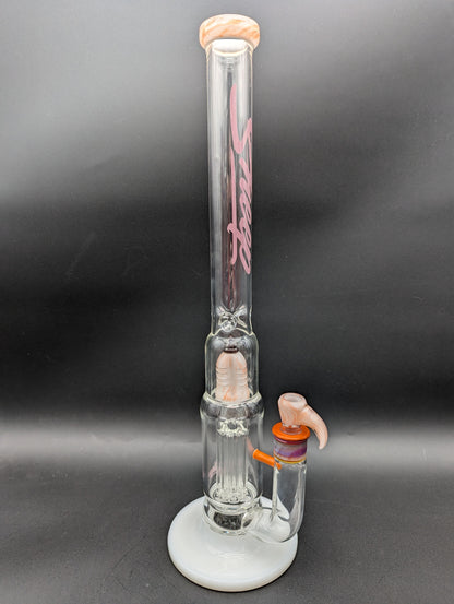 Bong de vidrio de oveja con doble percolador, color naranja y crema