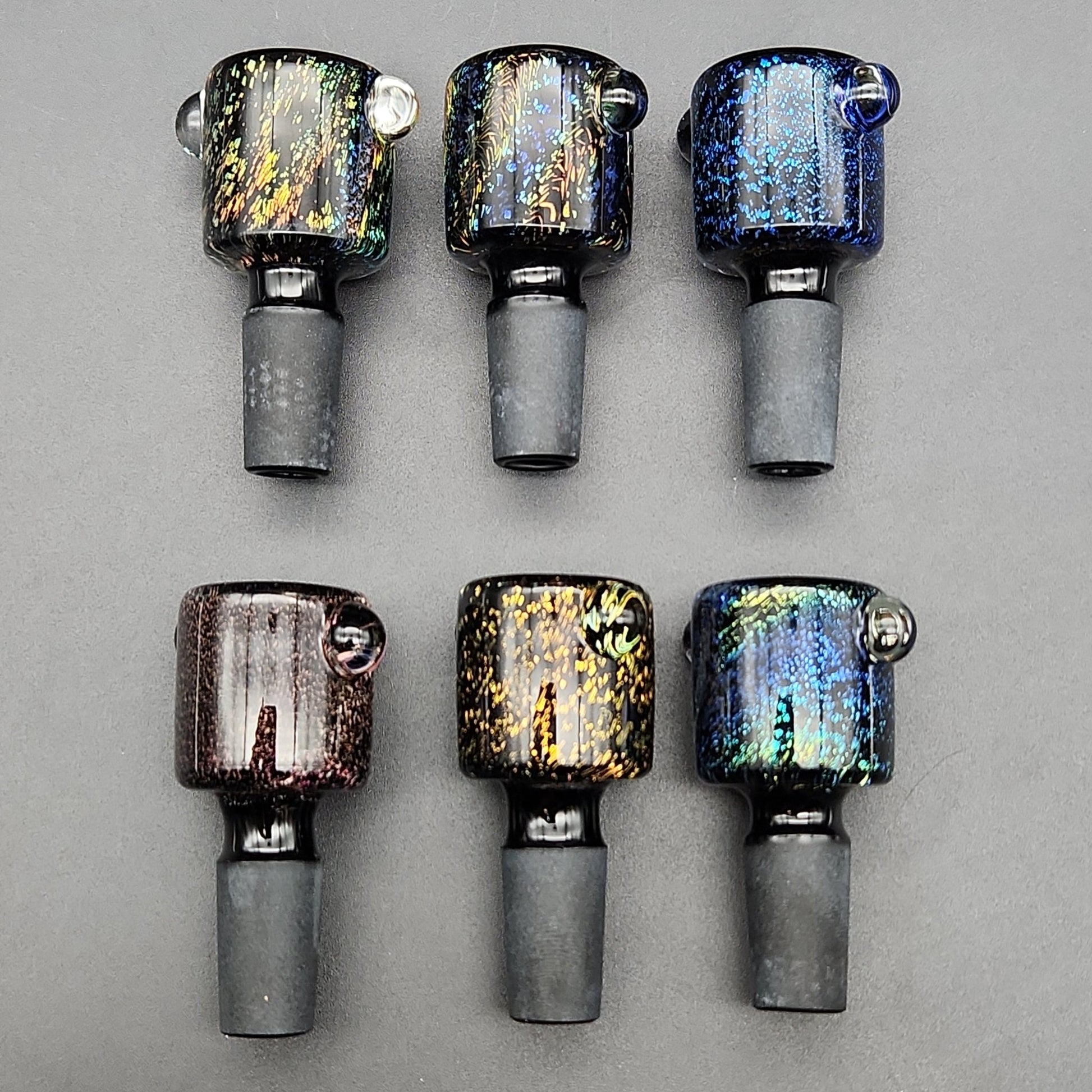 Shiny Dichro Bowl Slides w/ Handle Studs 14mm - Meech Madness Smoke Shop