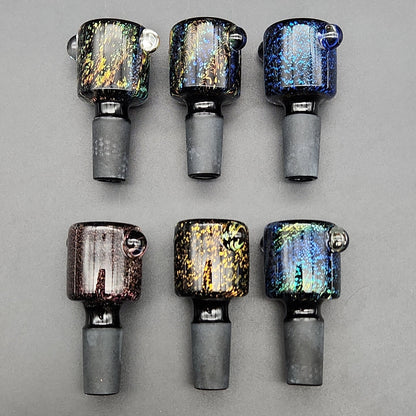 Shiny Dichro Bowl Slides w/ Handle Studs 14mm - Meech Madness Smoke Shop