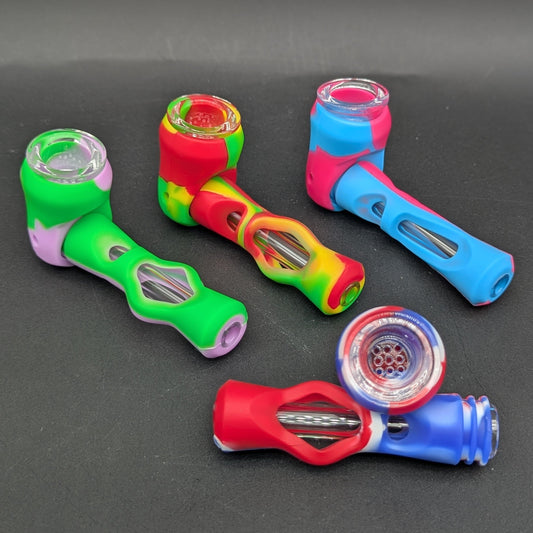 Silicone 4" Hammer Hand Pipe-Avernic Smoke Shop