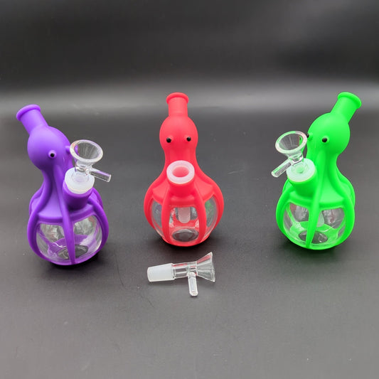 Silicone Wrapped Glass Octopus Bong - Meech Madness Smoke Shop
