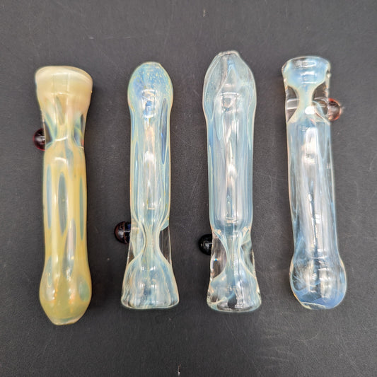 Silver Fumed Glass Chillum Pipes - by Branded Glass-Avernic Smoke Shop