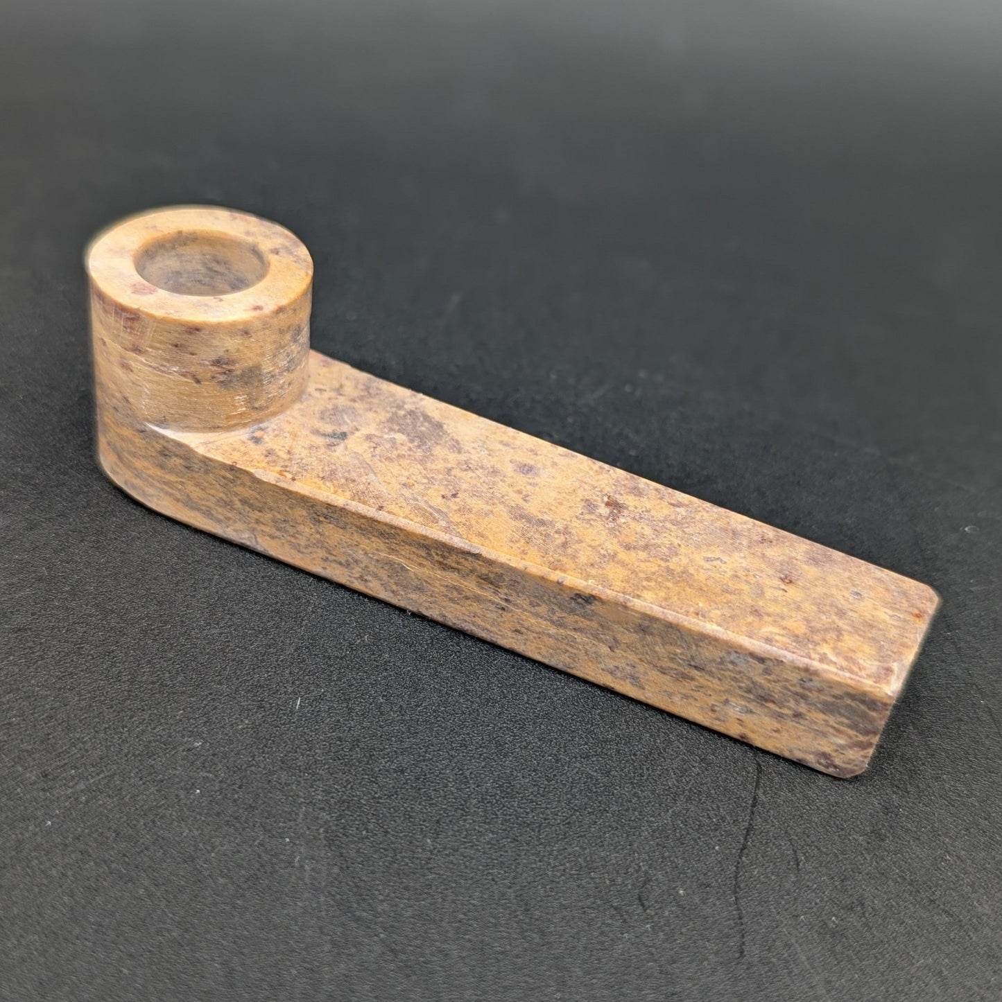 Single - Cut Straight Marbled Stone Hand Pipe | 3.5" - Meech Madness Smoke Shop