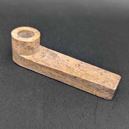 Single - Cut Straight Marbled Stone Hand Pipe | 3.5" - Meech Madness Smoke Shop