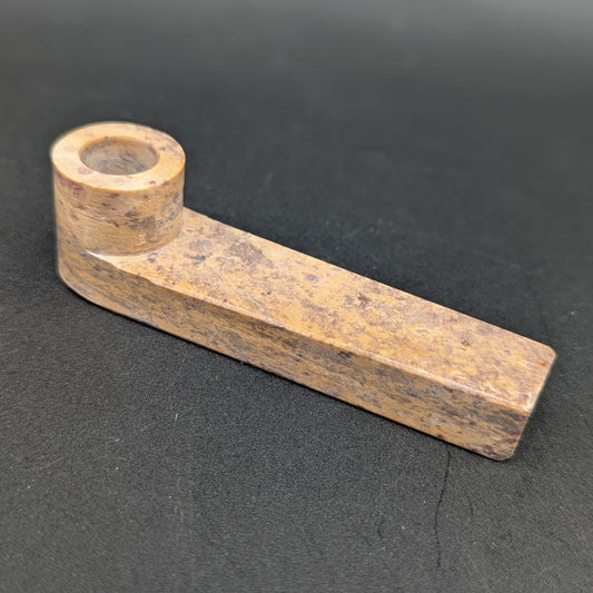 Single - Cut Straight Marbled Stone Hand Pipe | 3.5" - Meech Madness Smoke Shop
