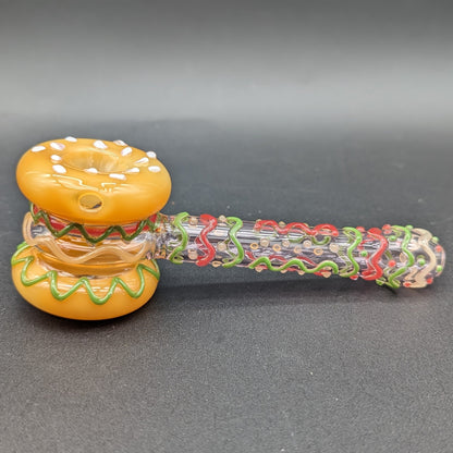 Snack Attack Cheeseburger Hammer Style Glass Hand Pipe | 5.75"