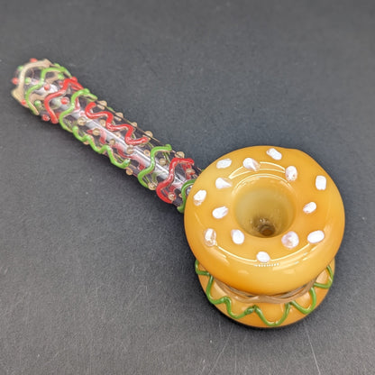 Snack Attack Cheeseburger Hammer Style Glass Hand Pipe | 5.75"