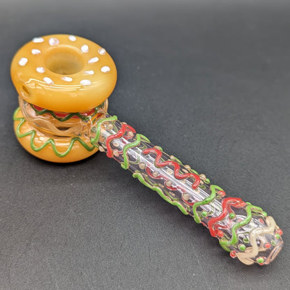 Snack Attack Cheeseburger Hammer Style Glass Hand Pipe | 5.75"