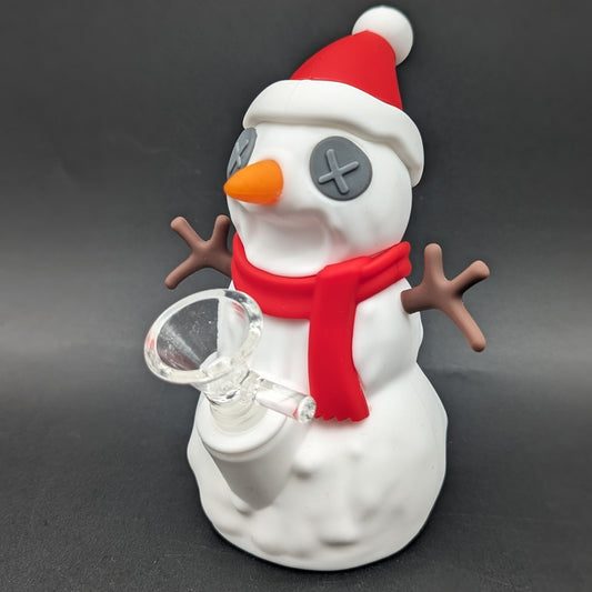 Snappy Snowman Silicone Water Pipe | 5.25" | 14mm F - Meech Madness Smoke Shop