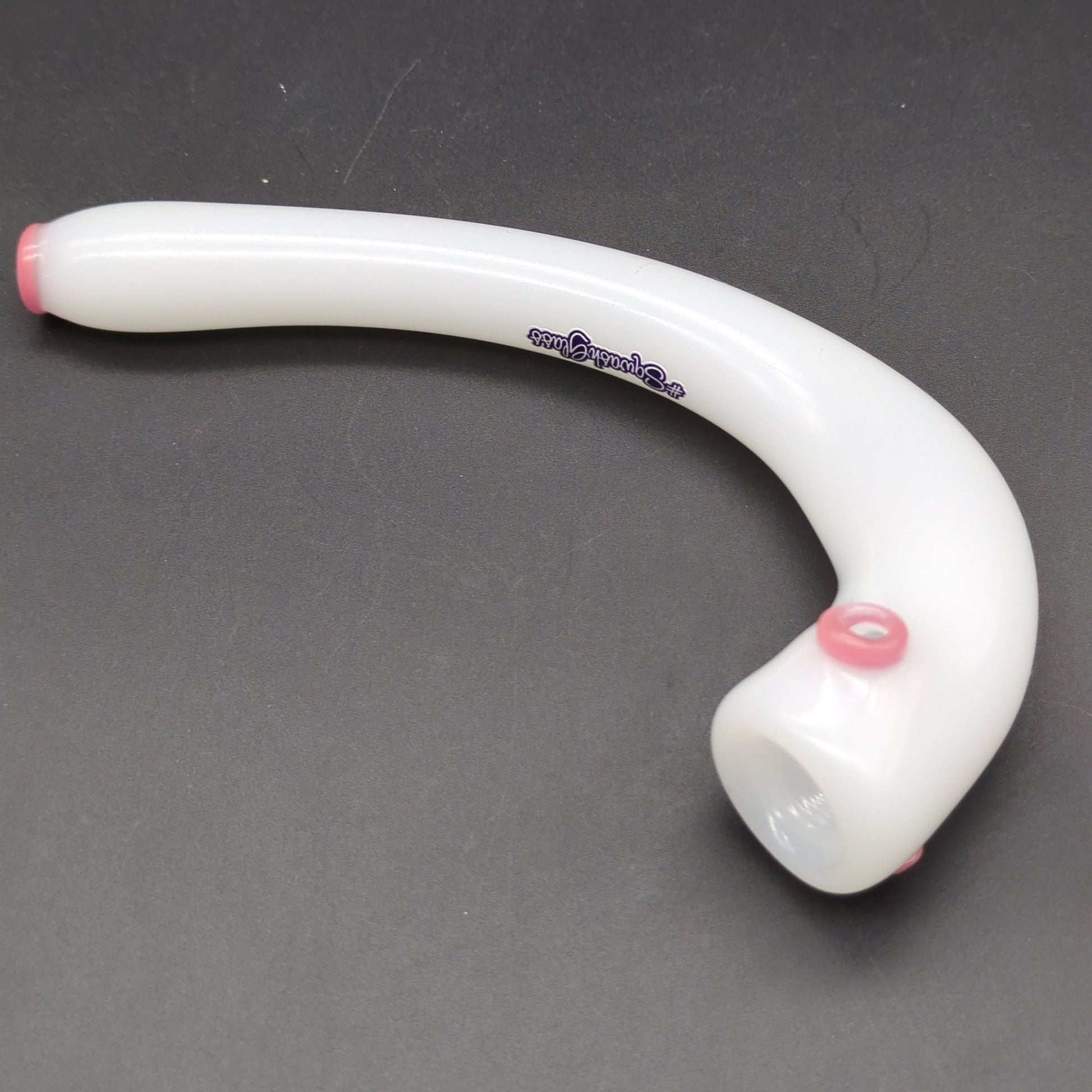 Sqwash Glass Simple Heart Curved Hand Pipe - Meech Madness Smoke Shop