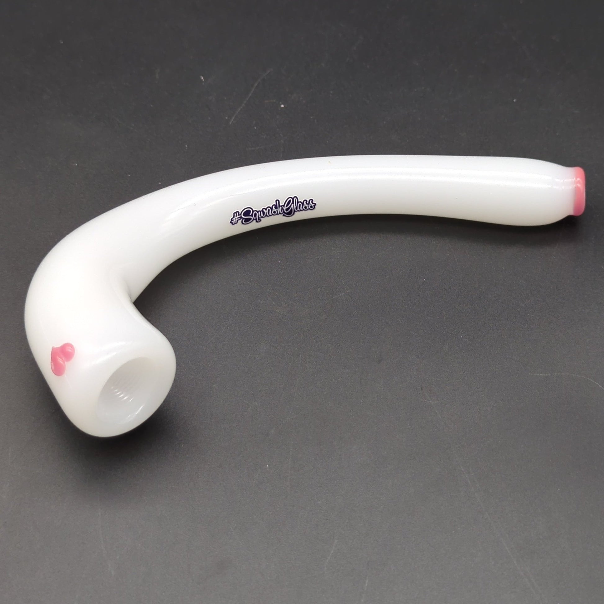 Sqwash Glass Simple Heart Curved Hand Pipe - Meech Madness Smoke Shop