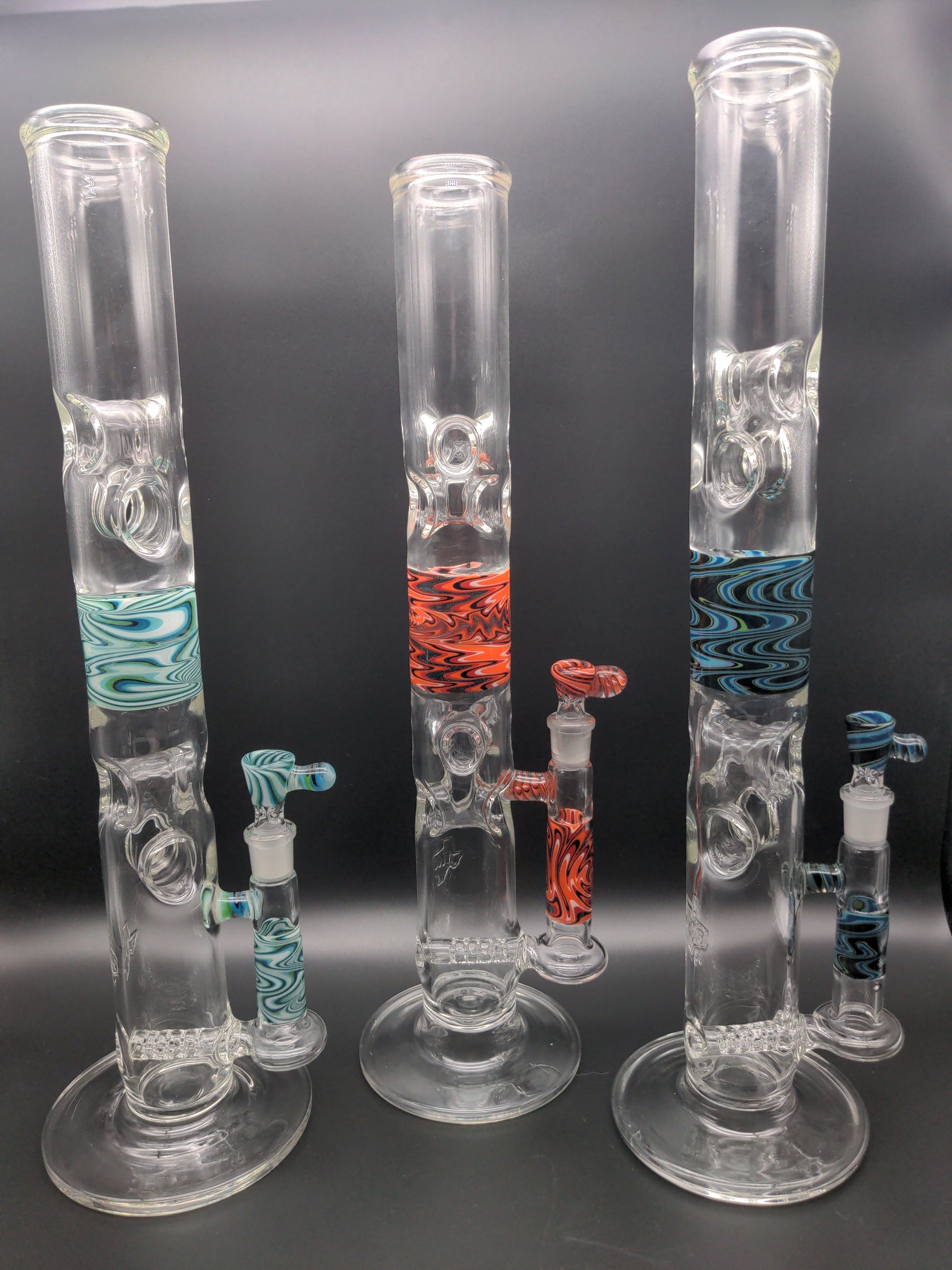 Swiss Wig Wag Straight Tubes - By Texas Hot Glass - Avernic Smoke Shop