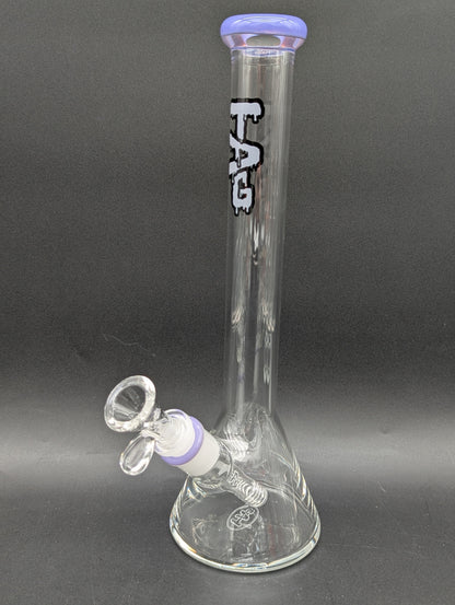 TAG - 12" Beaker 32x4MM - 18/14MM Downstem | Purple Accents-Avernic Smoke Shop