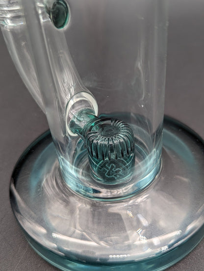 TAG - 8" Teal Bent Neck Super Slit Puck 44x4MM - Meech Madness Smoke Shop