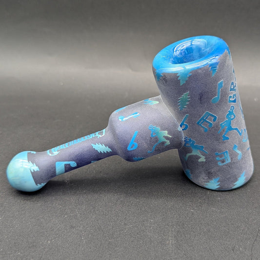 The Grateful Dead x Pulsar Ethereal Music Etched Glass Hammer Bubbler | 5" - Meech Madness Smoke Shop