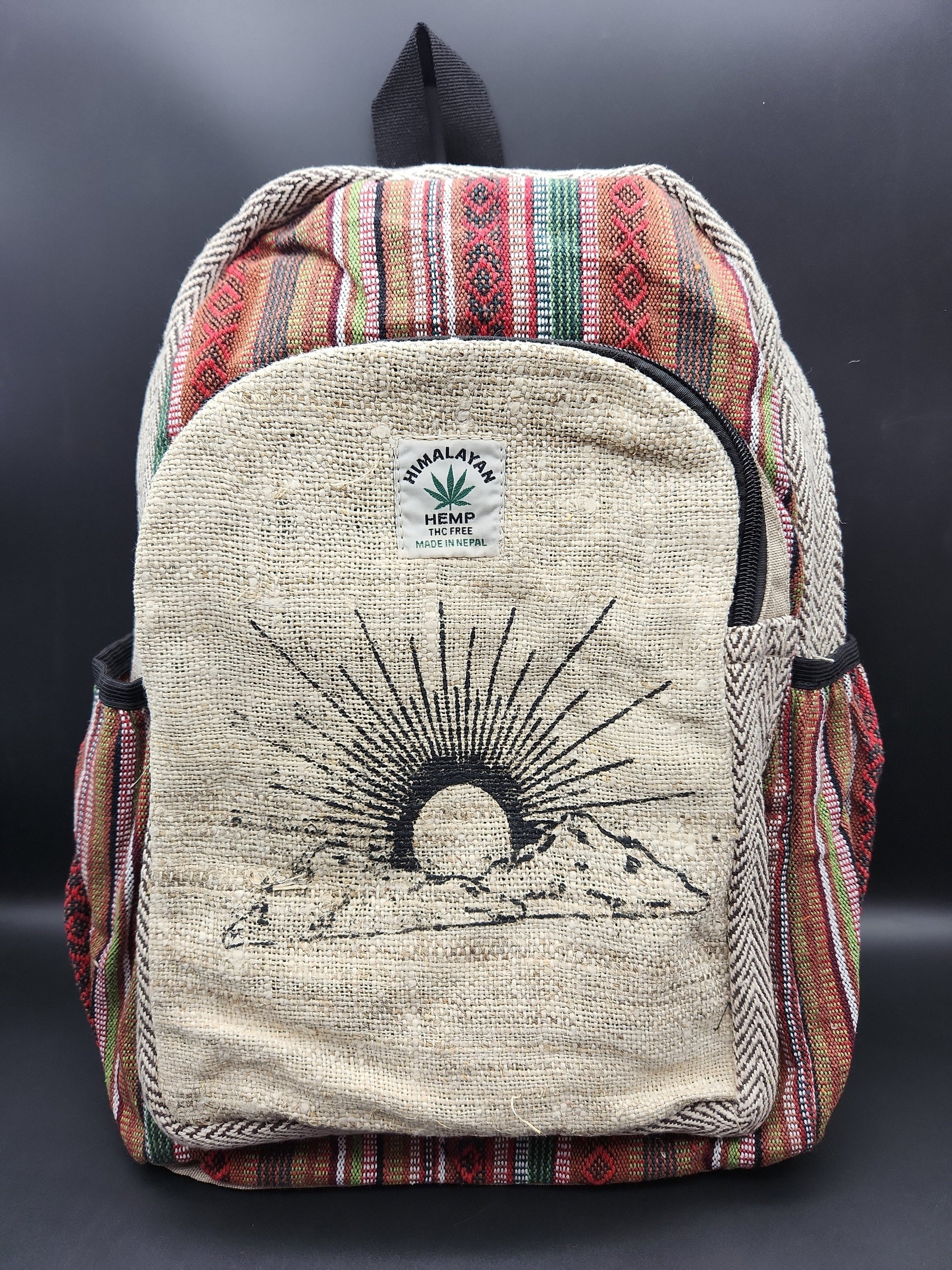 ThreadHeads Himalayan Hemp Mountain Sunrise Backpack - 11"x16" - Avernic Smoke Shop