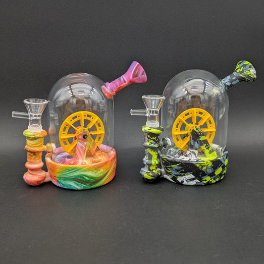 Waterwheel Bell Jar Water Pipe | 6" | 14mm-Avernic Smoke Shop