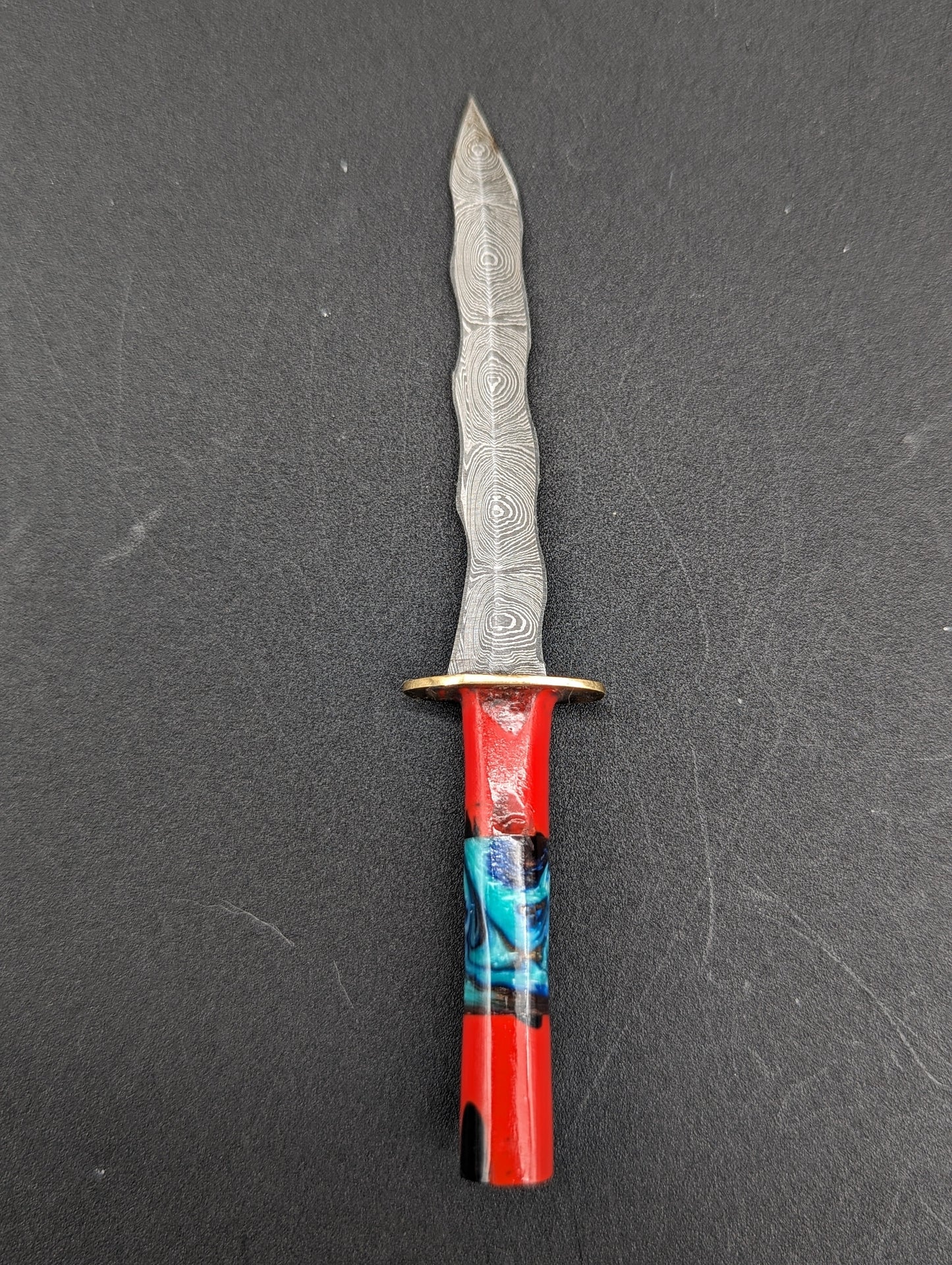 Wavy Sword Damascus Steel Dab Tool 4.25"