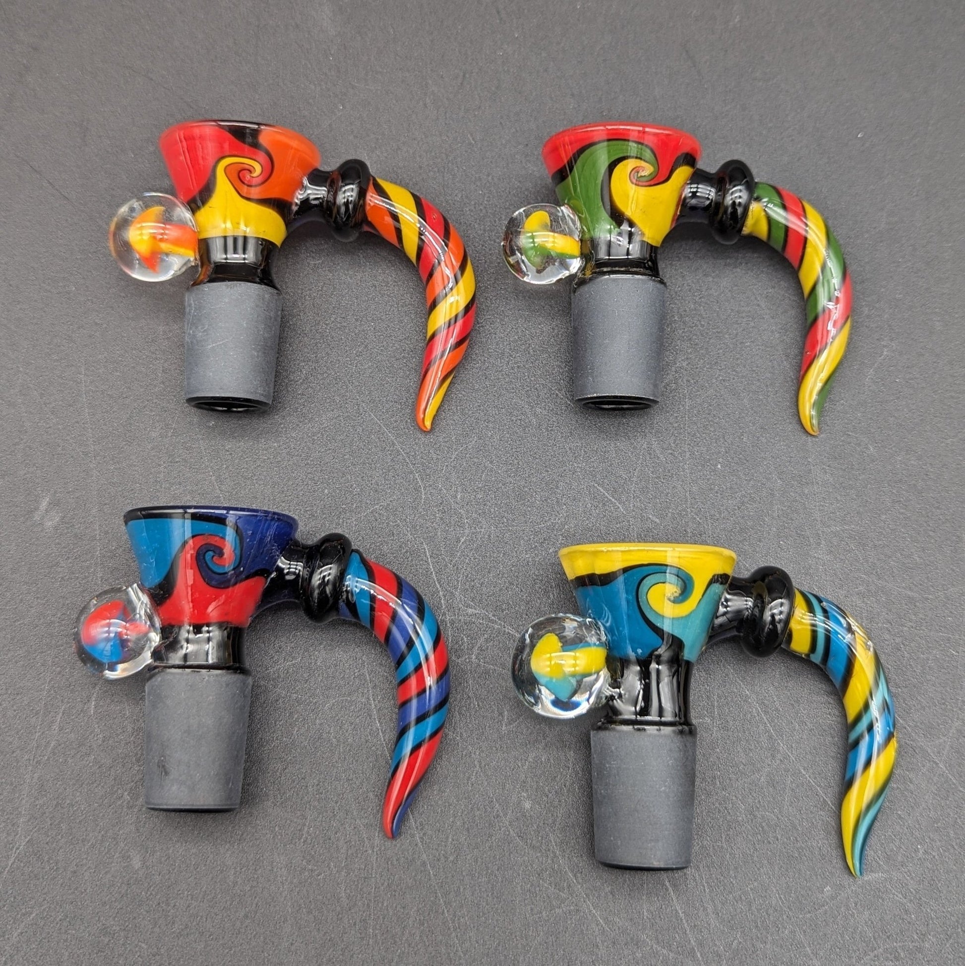 Wig Wag Spiral Mushroom Bowl Slide 18mm Black Joint - Meech Madness Smoke Shop