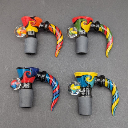 Wig Wag Spiral Mushroom Bowl Slide 18mm Black Joint - Meech Madness Smoke Shop