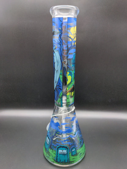 Wormhole Glass "Reapers Domain" Beaker 15"-Avernic Smoke Shop