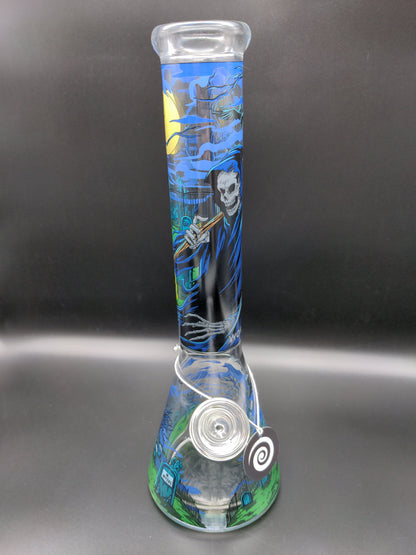 Wormhole Glass "Reapers Domain" Beaker 15"-Avernic Smoke Shop