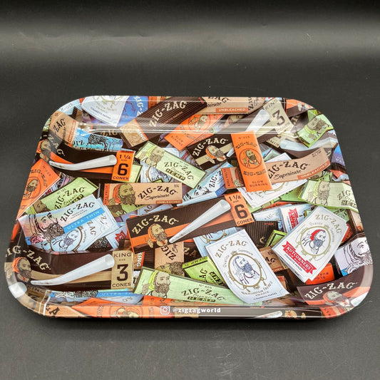 Zig Zag Large "Paper Mix" Rolling Tray - 13.5"x11" - Meech Madness Smoke Shop