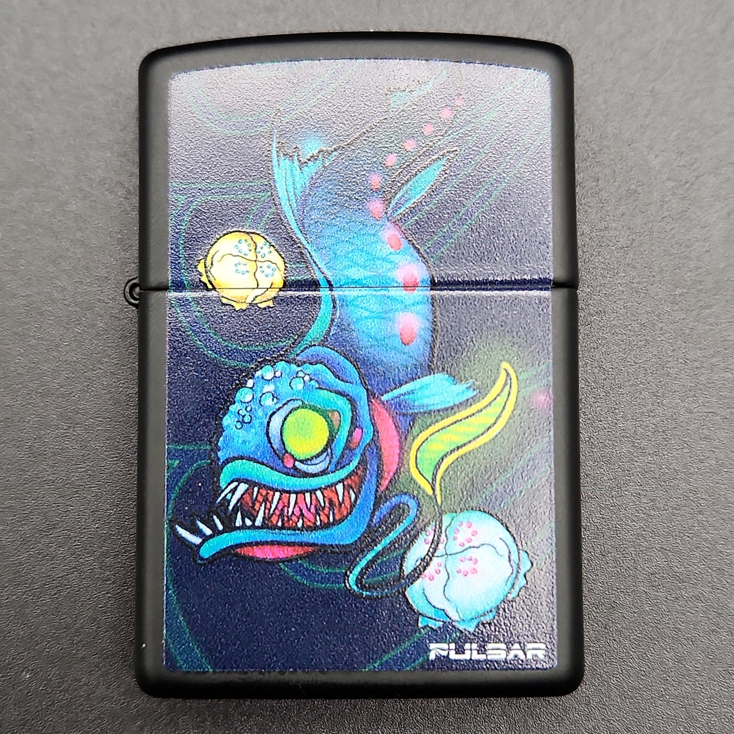 Zippo Lighter - Pulsar Psychedelic Dragonfish - Matte Black - Avernic Smoke Shop